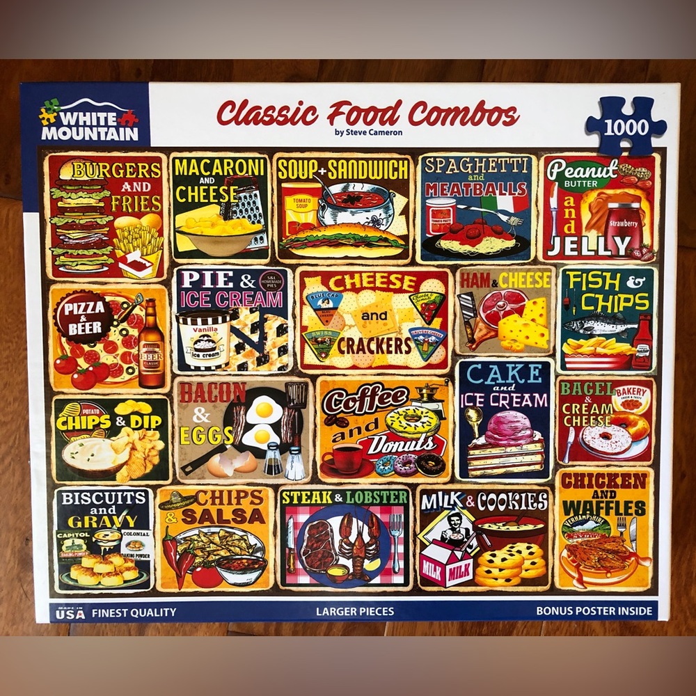 White Mountain Puzzle “CLASSIC FOOD COMBOS” 1000 Pcs. Complete